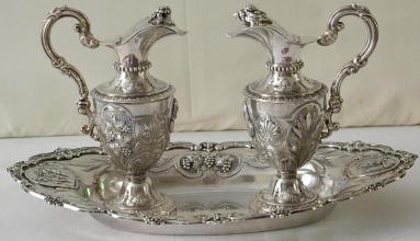 Solid silver Antique French Baroque Cruets